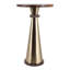Table d'appoint moderne en métal avec plateau en pierre et base conique, idéale pour un coin lecture - Table d'appoint contemporaine au profil étroit pour le salon - 63,5 cm, couleur or et beige