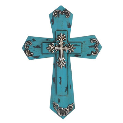15.75"H Cross in Turquoie Wall