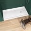 L 72 po x l 36 po Base de douche simple à seuil bas ADA avec drain à droite, bac de douche en acrylique antidérapant et base, plateau de douche blanc brillant avec ensemble de drain, base de douche à bride à carreaux à 3 côtés pour alcôve à 3 parois Installation-128706392