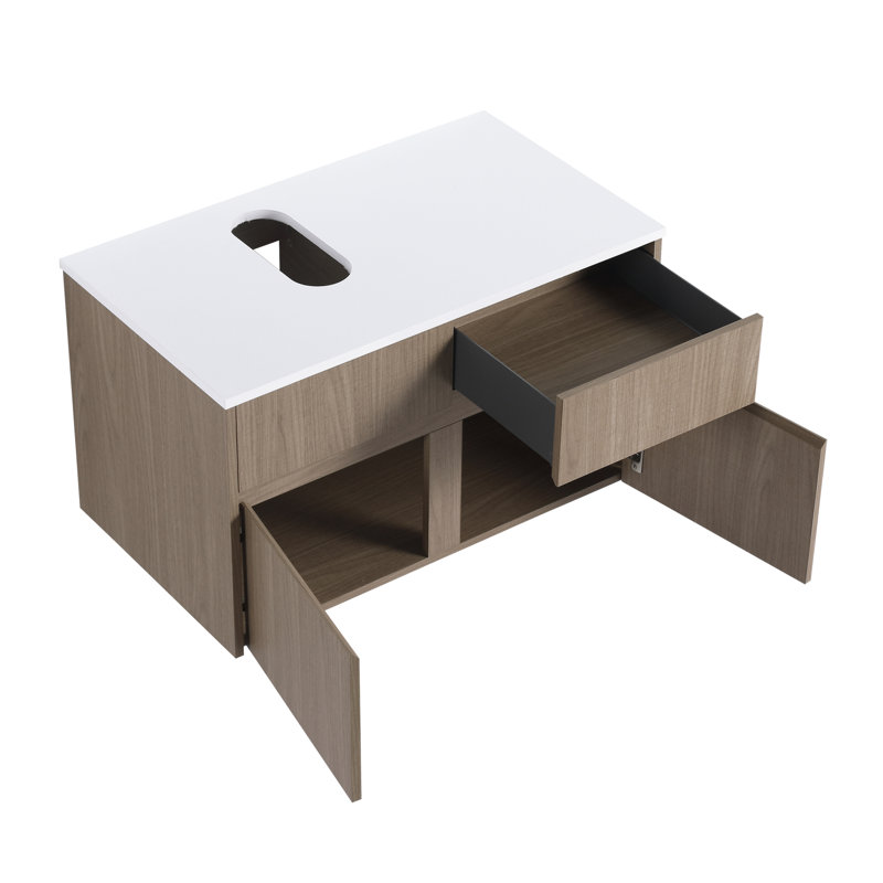 Armoire de rangement avec base de meuble-lavabo, aspect bois 31,5 po, maison de salle de bain moderne