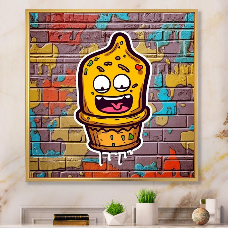 " Graffiti Bucket II ", Gold Floater Framed, 24" H x 24" W x 1" D