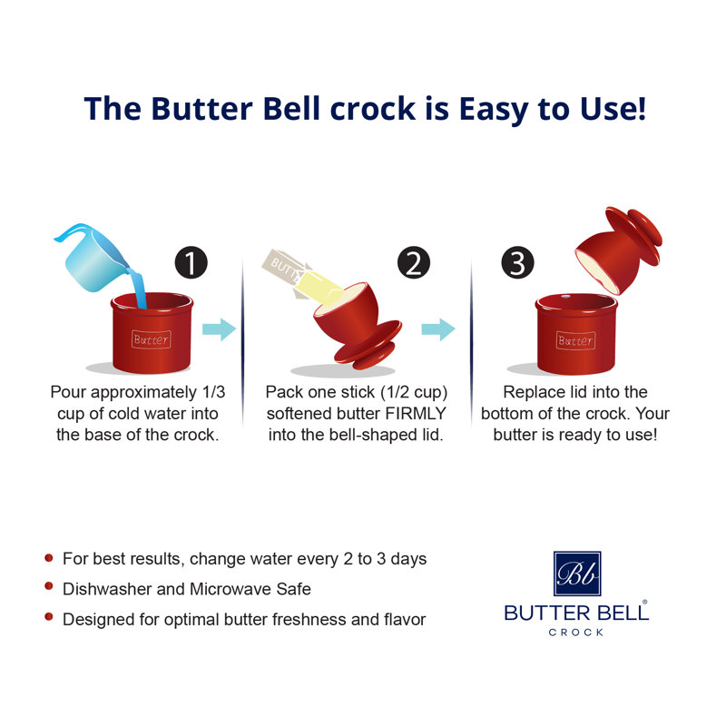 Matte Black Ceramic Butter Bell Crock for Spreadable Butter
