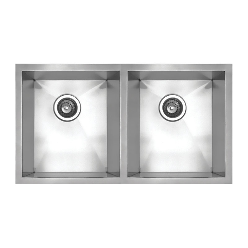 30" L x 17" W Double Basin Undermount Kitchen Sink