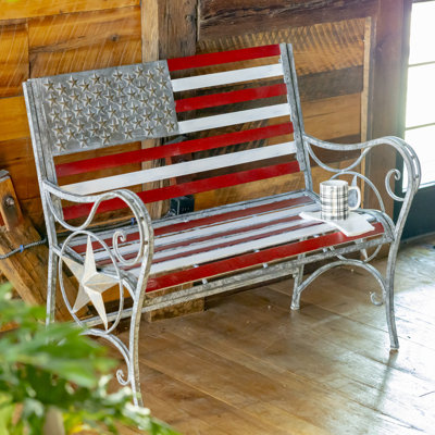 American Flag Iron Garden Bench by Trinx