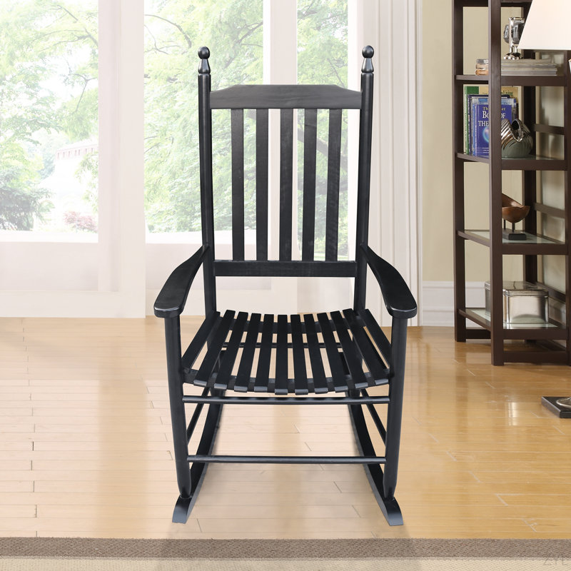 Chaise berçante en bois, sans tapis, Noir