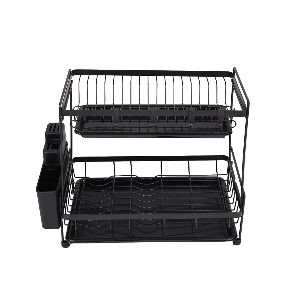 17 Stories 2 Tier Countertop Dish Drying Rack with Drip Trays | Wayfair ...