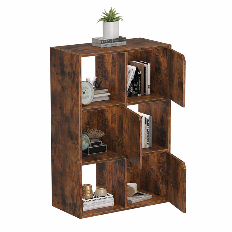 6 Cube Organizer Shelf Bookcase with Cabinet Door, Brown