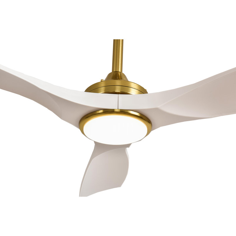 52'' White and Gold Modern Ceiling Fan Indoor/Outdoor Fan for Patios with Light and Remote Control 6-Speed Mute Reversible Motor Time