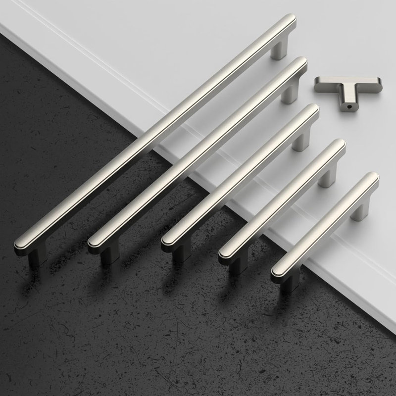Paquet de 10 poignées d'armoire, poignée moderne en alliage de zinc pour la cuisine et la salle de bain, trou central de 3,75 po, poignées de tiroir ambidextre durables