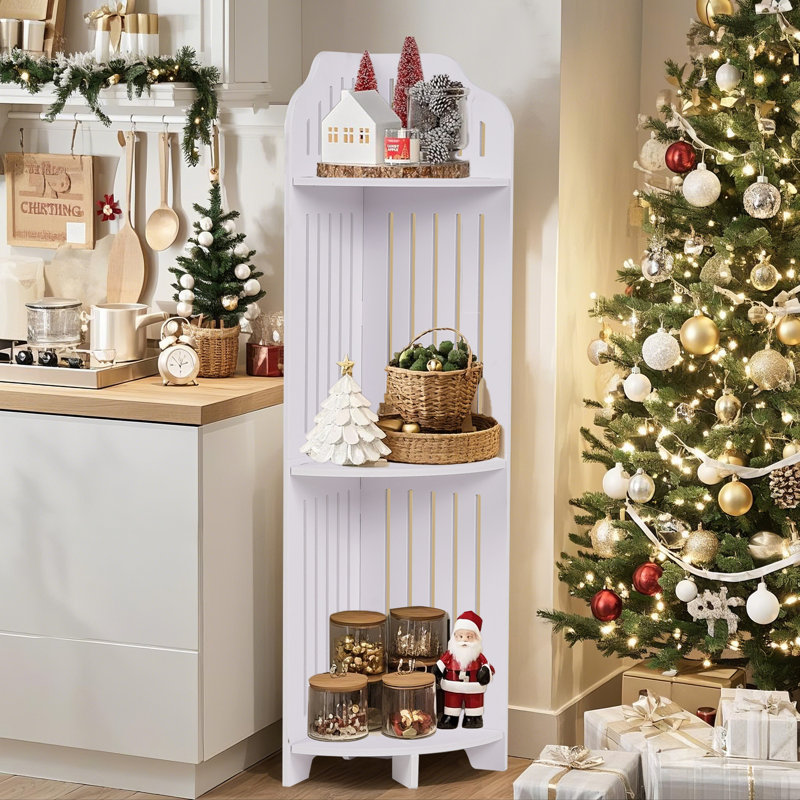 Support de rangement blanc pour armoire de coin