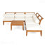Ensemble de canapé de patio 6 pièces en teck + beige Ensemble de mobilier de jardin modulaire d'extérieur en bois d'acacia Ensemble de conversation convertible en forme de L