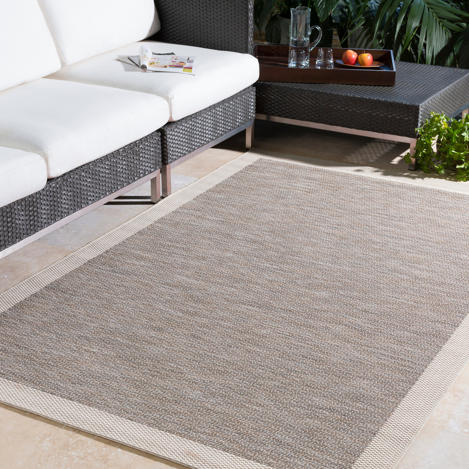Millom Taupe/Cream Indoor/Outdoor Rug, Rectangle 5'3" x 7'7"