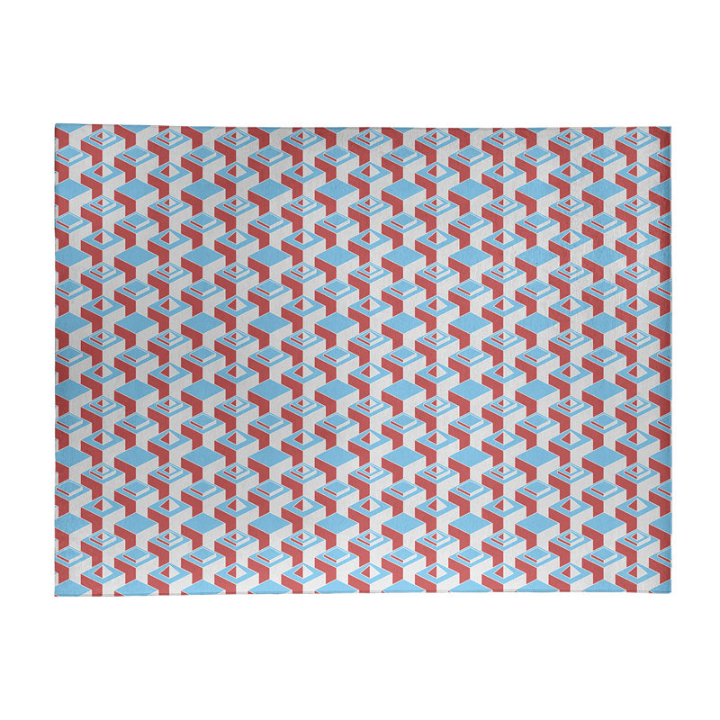 Tapis bleu/rouge skyscrapers, Rectangle 5 pi x 7 pi