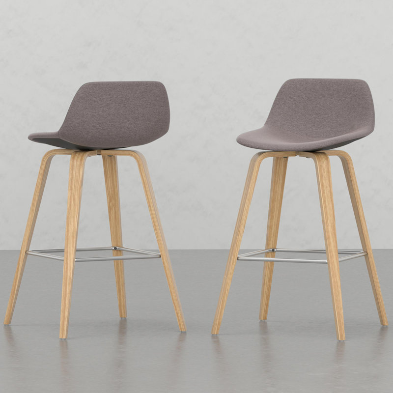 Tabouret à hauteur de comptoir / de bar Bentwood (ensemble de 2), Naturel, Moka
