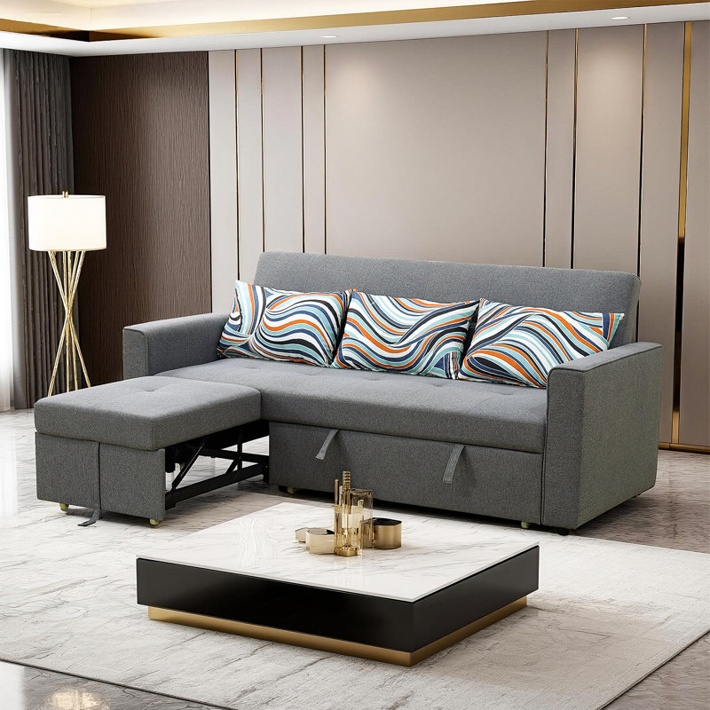 Grey Upholstered Sleeper Sofa Bed