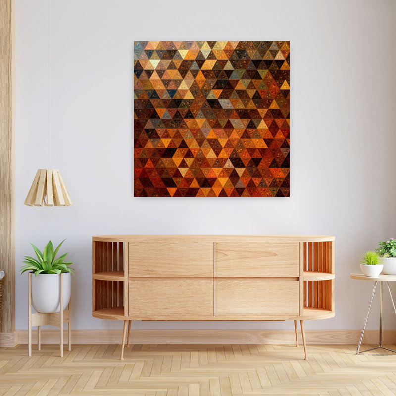 Chaleureuse mosaïque géométrique abstraite, art mural coloré, H 36 po x l 36 po