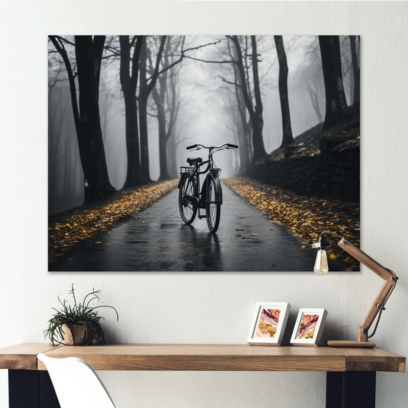 Bicyclette pédalant dans l'impression, H 30 po x l 40 po x P 1,5 po, Toile tendue