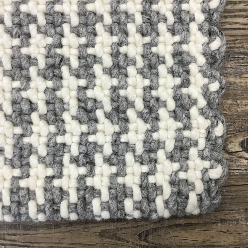 Tapis Keegan tissé à la main en laine mélangée de Nouvelle-Zélande, gris