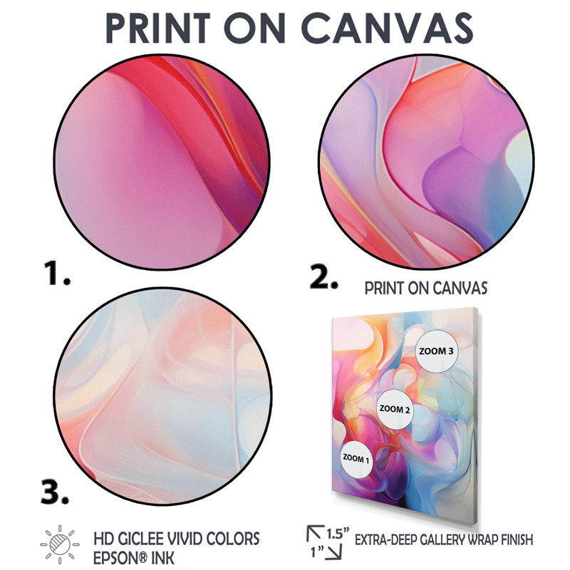 «Pastel Shades Of», art mural abstrait à vagues modernes, Toile tendue, H 44 po x l 34 po x P 1,5 po
