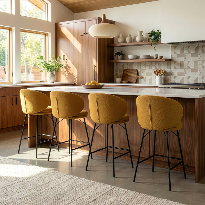 Lemonica Boucle Counter & Bar Stool, Brown, Counter Stool (26" Seat Height)