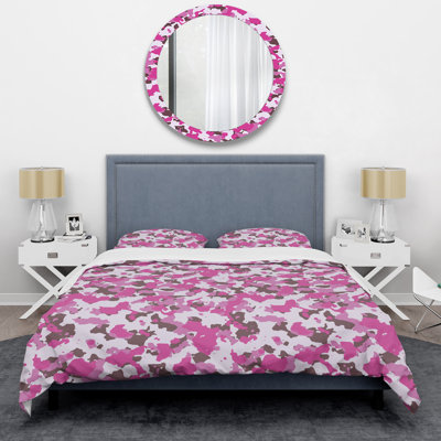 Camouflage rose tendance - ensemble de housse de couette abstrait - microfibre de polyester
