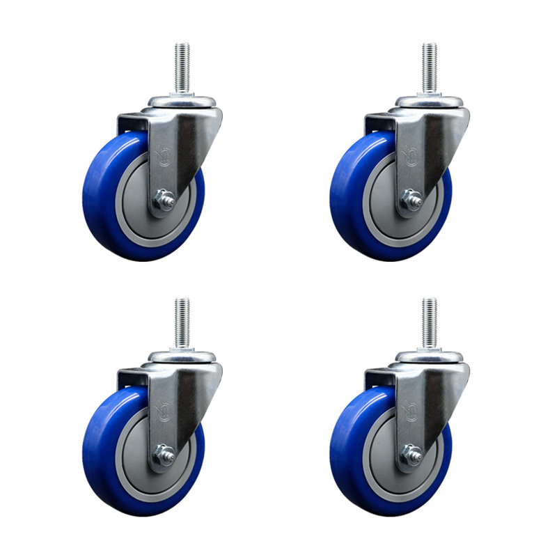 Ensemble de roulettes pivotantes 4 po 4 pouces, Gris
