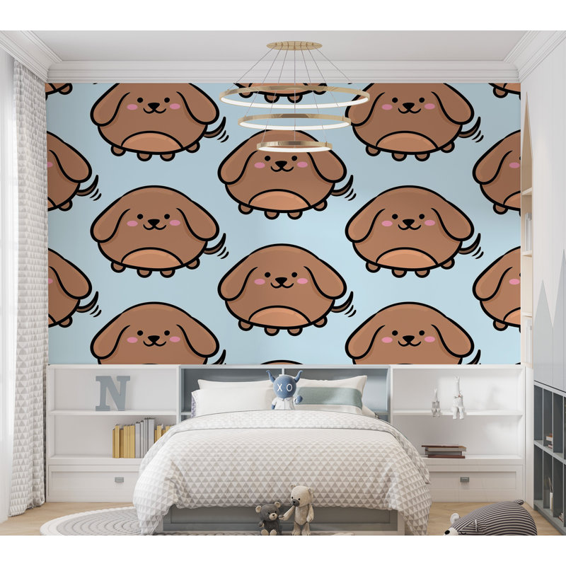 Papier peint de qualité supérieure - Motif de chiot mignon, L 108 po x l 150 po