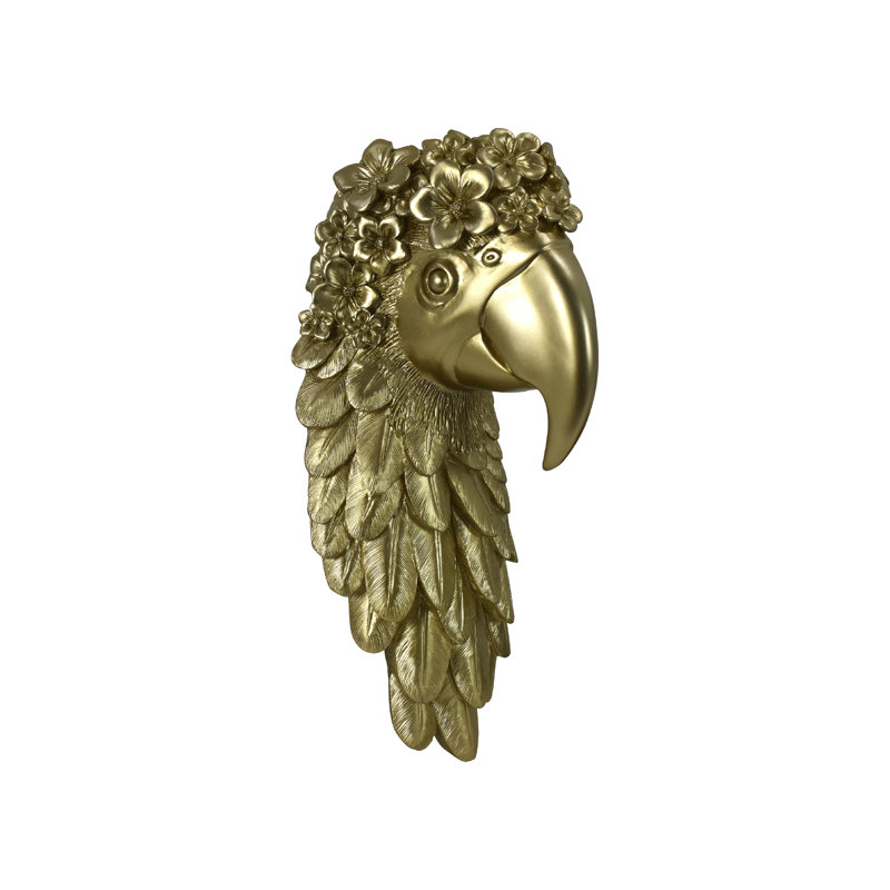  American Art Decor Gold Macaw Parrot 3D Wall Decor - Tropical Resin Sculpture