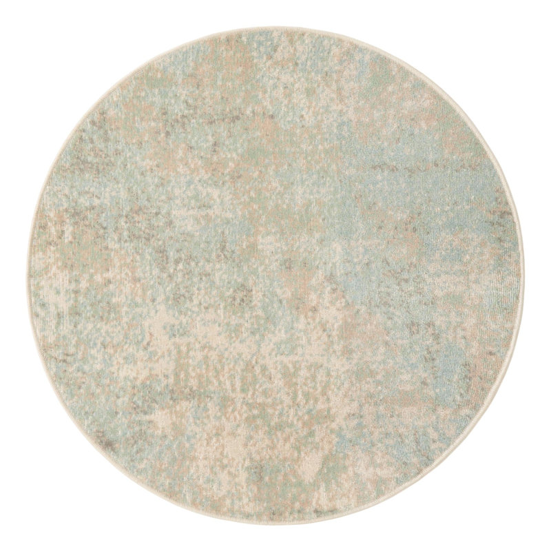 Brown/Teal Area Rug, Round 3'3"