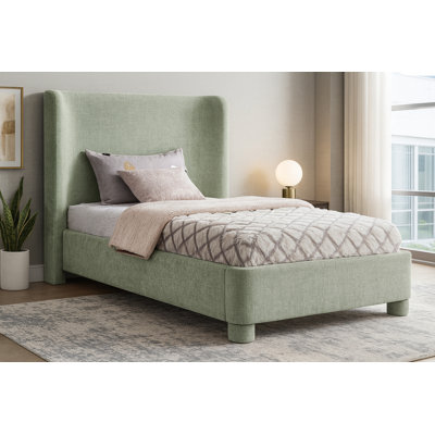Hridhaan Upholstered Unfinished Wingback Bed