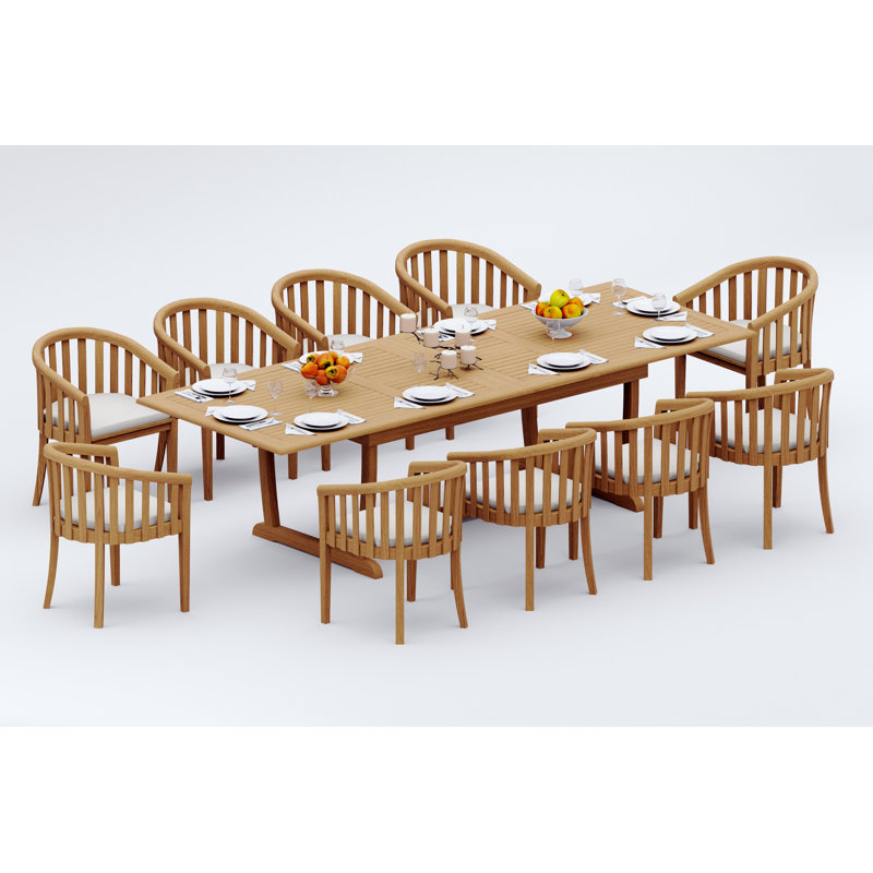 Lenong Outdoor - Piece Teak Dining Set, 10