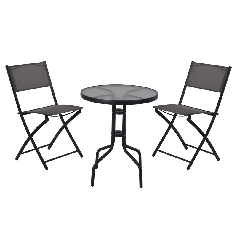 Magno 2 - Person Patio Dining Set with Round Table, Black