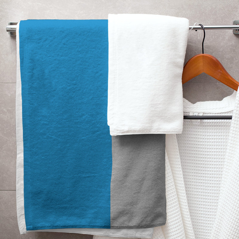 Microfiber Bath Towel, Carolina Football Stripes Gray Mid