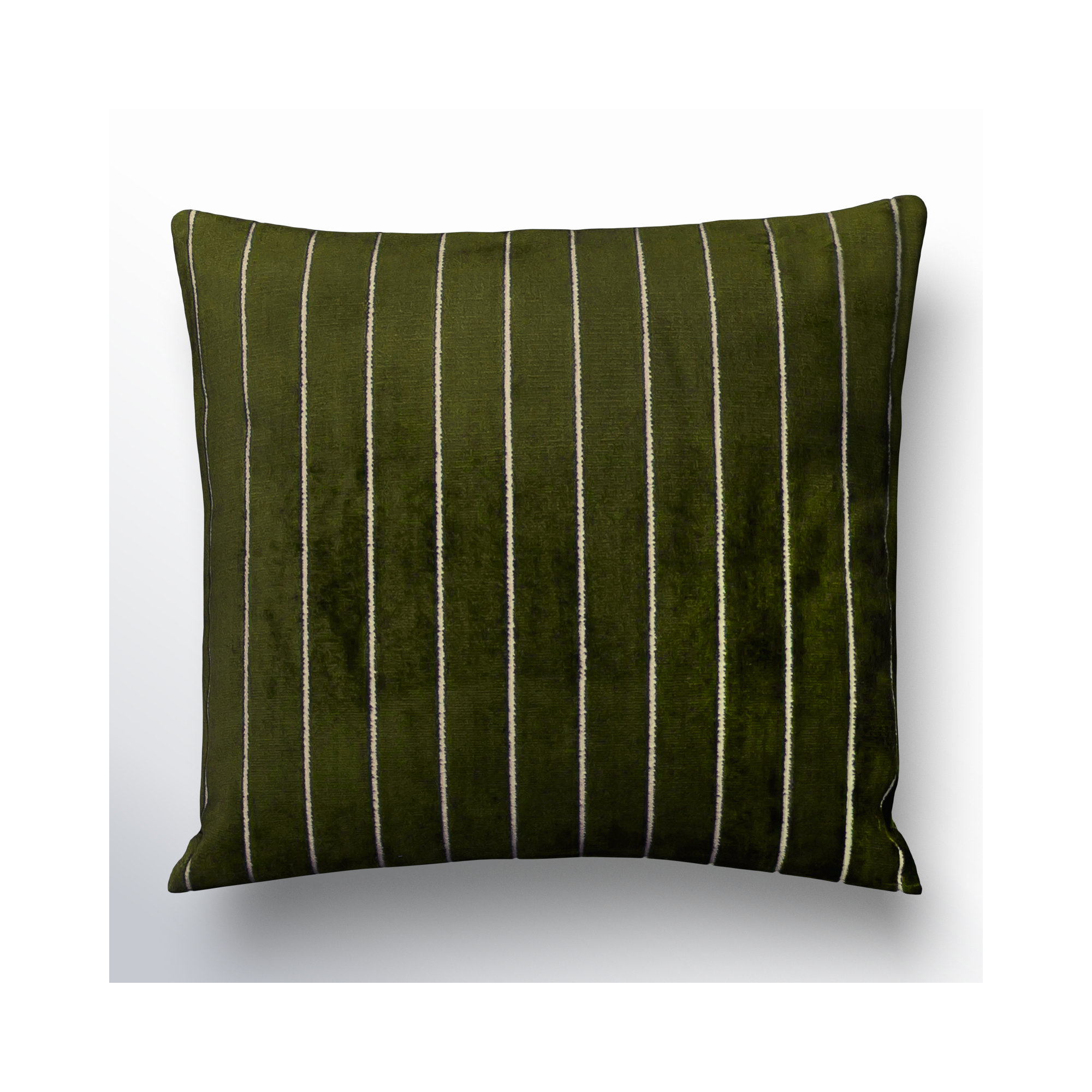 Maxton Striped Throw Pillow, Green, Feather, Square 20"