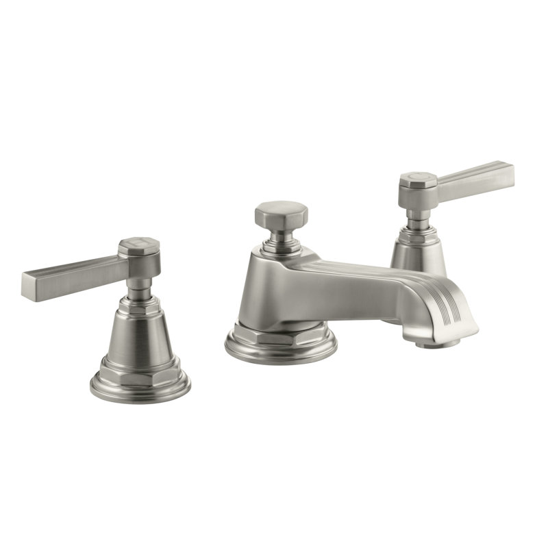 Pinstripe® Pure Widespread Bathroom Sink Faucet with Cross Handles, Lever Handle, Vibrant Brushed Nickel