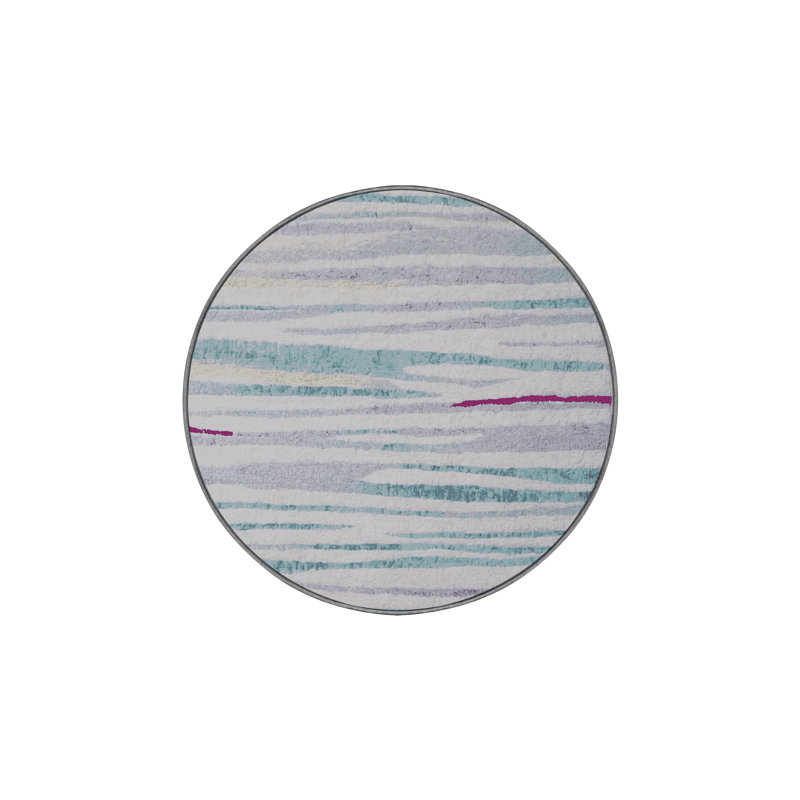 Tapis gris soyeux et moelleux, Rond 3 pi