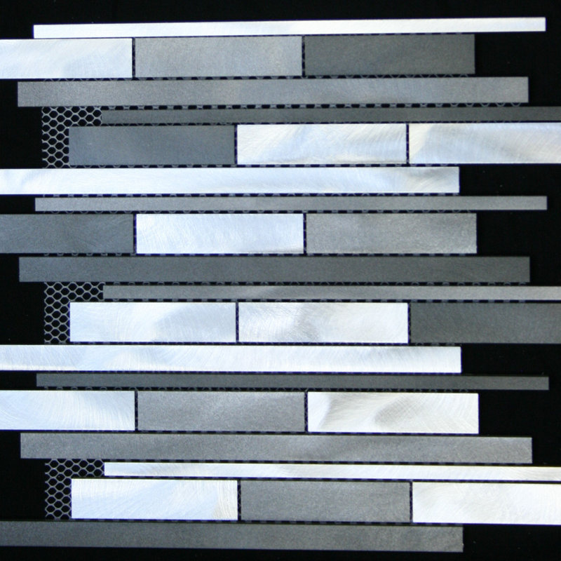 Random Sized Metal Mosaic Tile in Silver/Grey