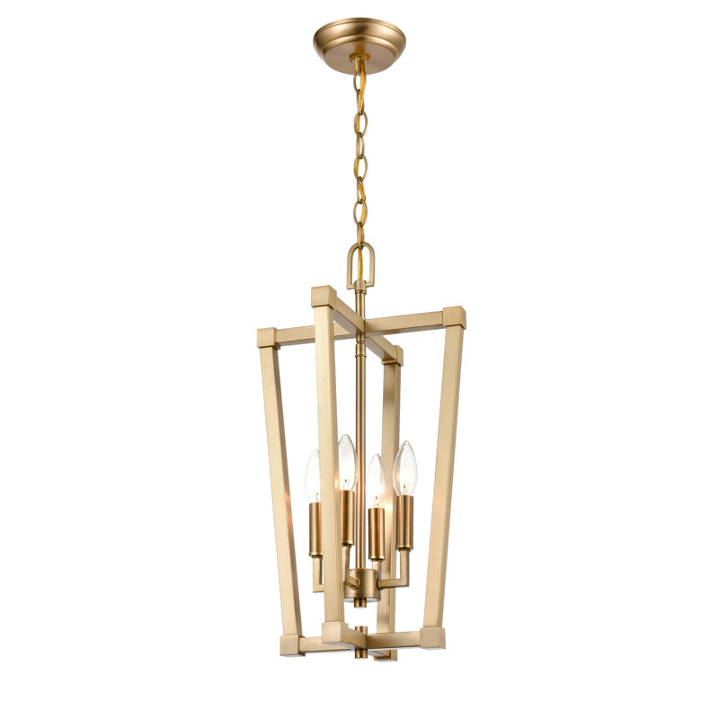 Luminaire suspendu lanterne 4 lumières, Or moderne