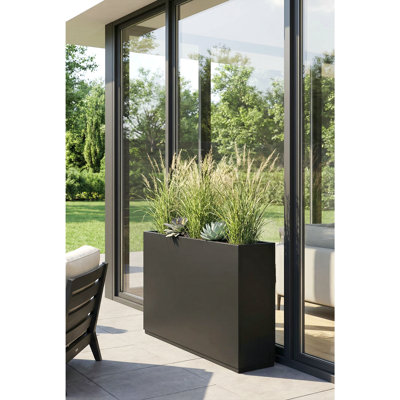 Boîte à fleurs en acier galvanisé, grande boîte à fleurs rectangulaire avec trous de drainage, boîte à fleurs d'extérieur moderne pour l'intérieur et l'extérieur, plantes hautes, fleurs ou arbustes