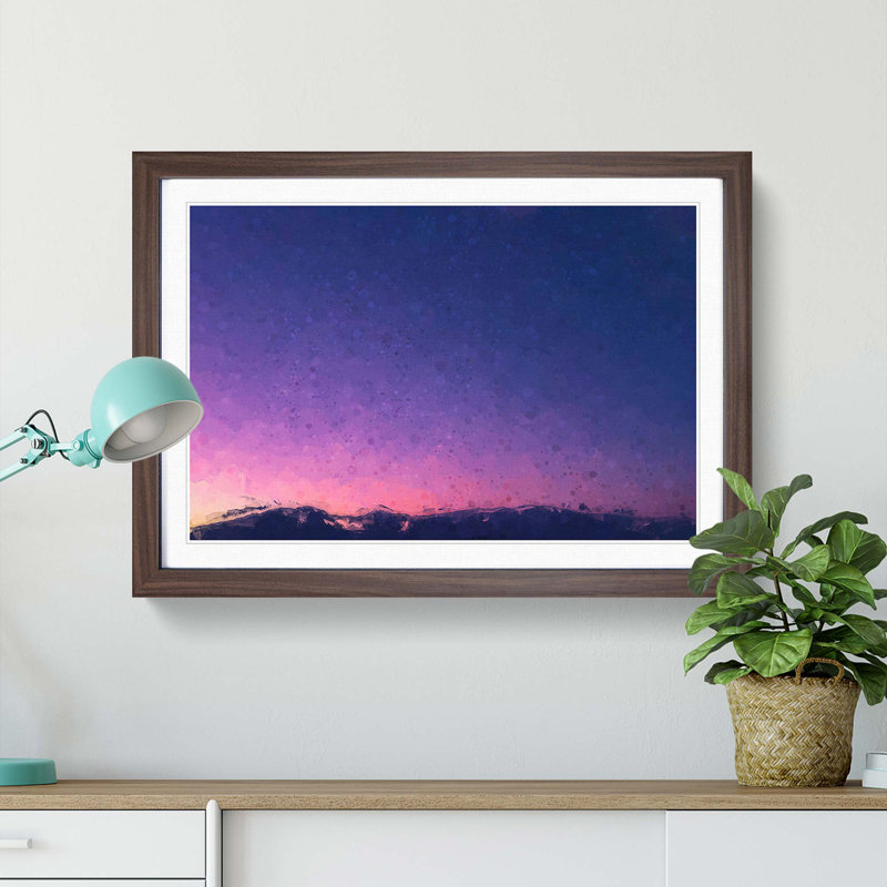 Moon over Iran in Abstract - Picture Frame Graphic Art Print, 48cm H x 65cm W x 2cm D, Walnut Framed