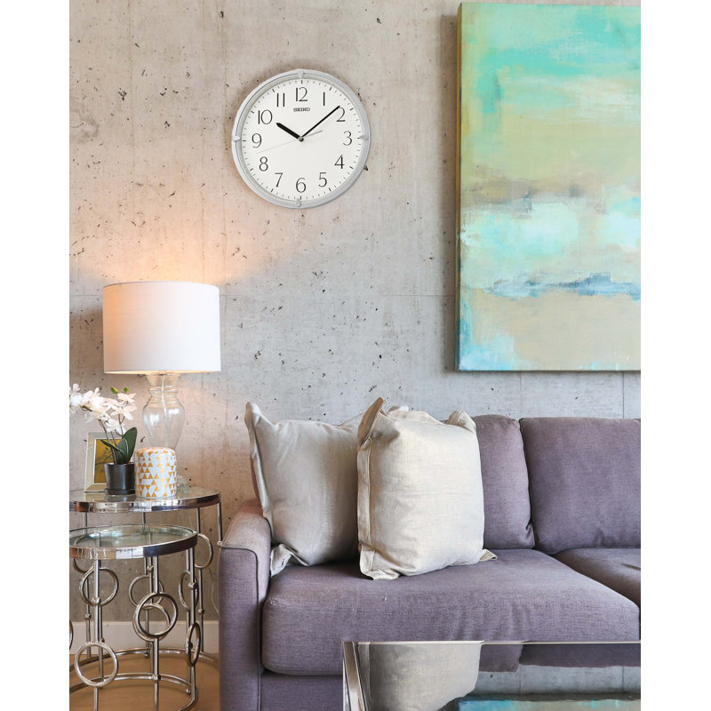 QHA007SLH Wall Clock, Silver, Silver