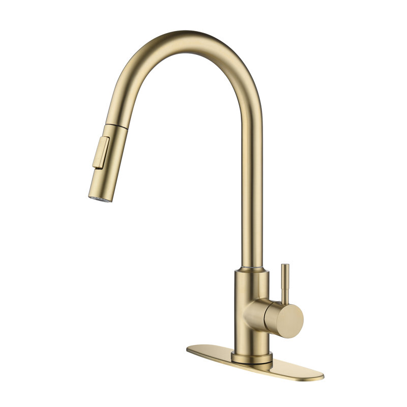 Robinet de cuisine tactile avec douchette extractible, Or brossé