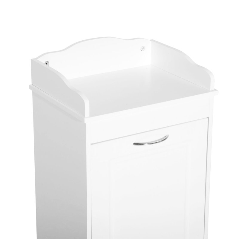 31" Bathroom Storage Hamper, Tilt Out, White Cabinet With Rust- Feature Organizer Cabinet, White, Out Laundry Extra Storage, Utilize Unused Corners, Stable And Strong