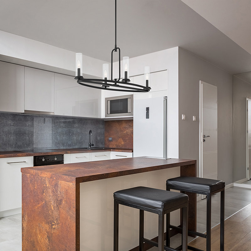 4 - Light Kitchen Island Pendant, Matte Black
