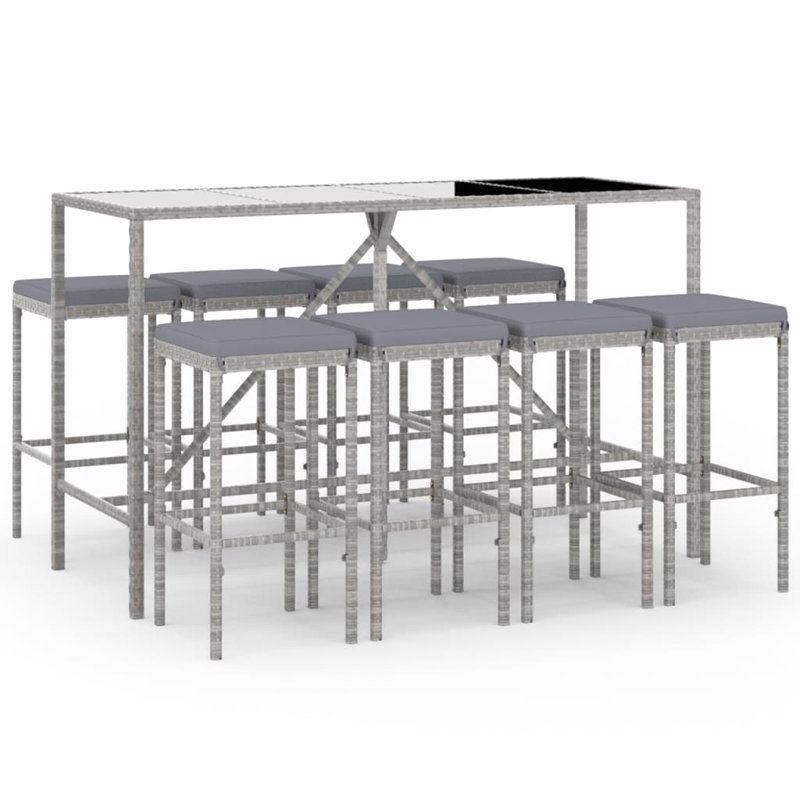 Ensemble de bar en osier avec tabourets Dalimil, gris, gris