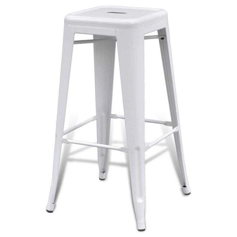 Counter Stool with Metal Frame, White, Bar Stool (30" Seat Height)