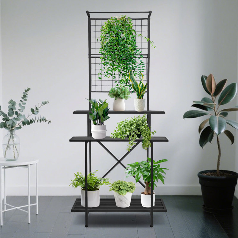 Support pour plante suspendu moderne à plusieurs niveaux 78,74 po pour la maison, le jardin et le balcon, Noir