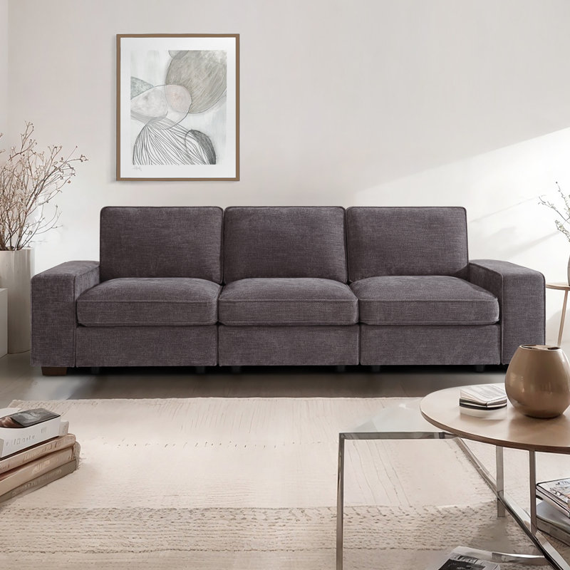 Ebern Designs Judeth Square Arm Modular Sofa, 3, Gray