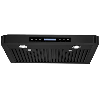 30 inch 900 CFM Ducted Under Cabinet Range Hood 4 Speed Quiet Black Stainless Steel Remote and Touch Panel Control with LED Lights