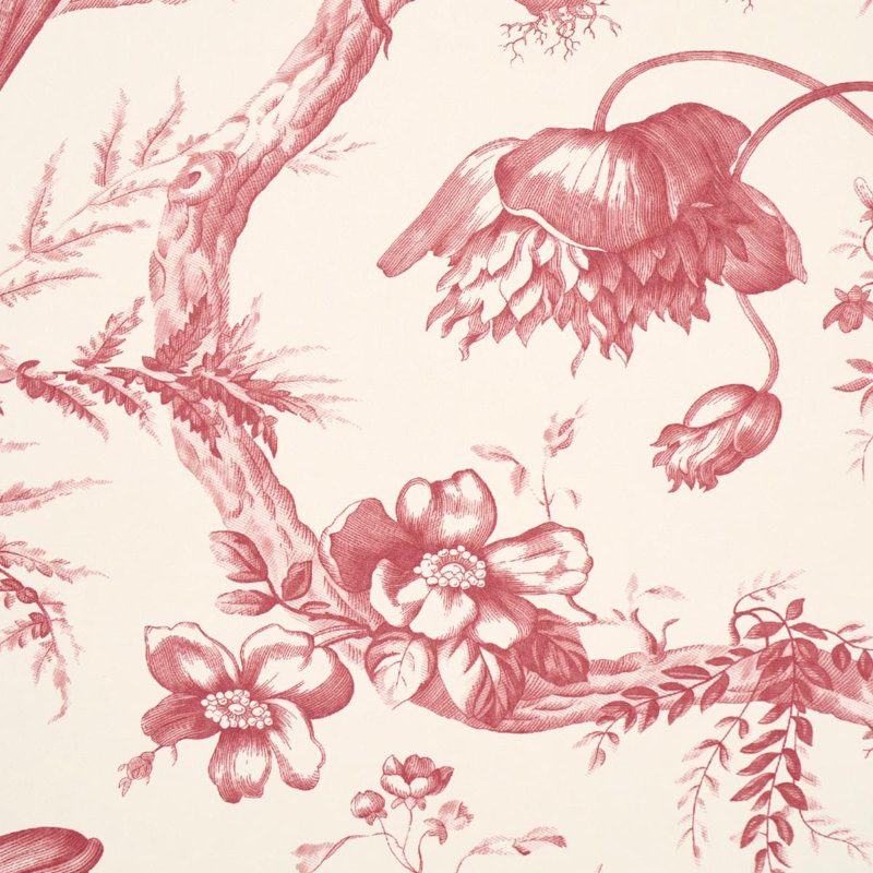 Toile De Fleurs Wallpaper, Rouge